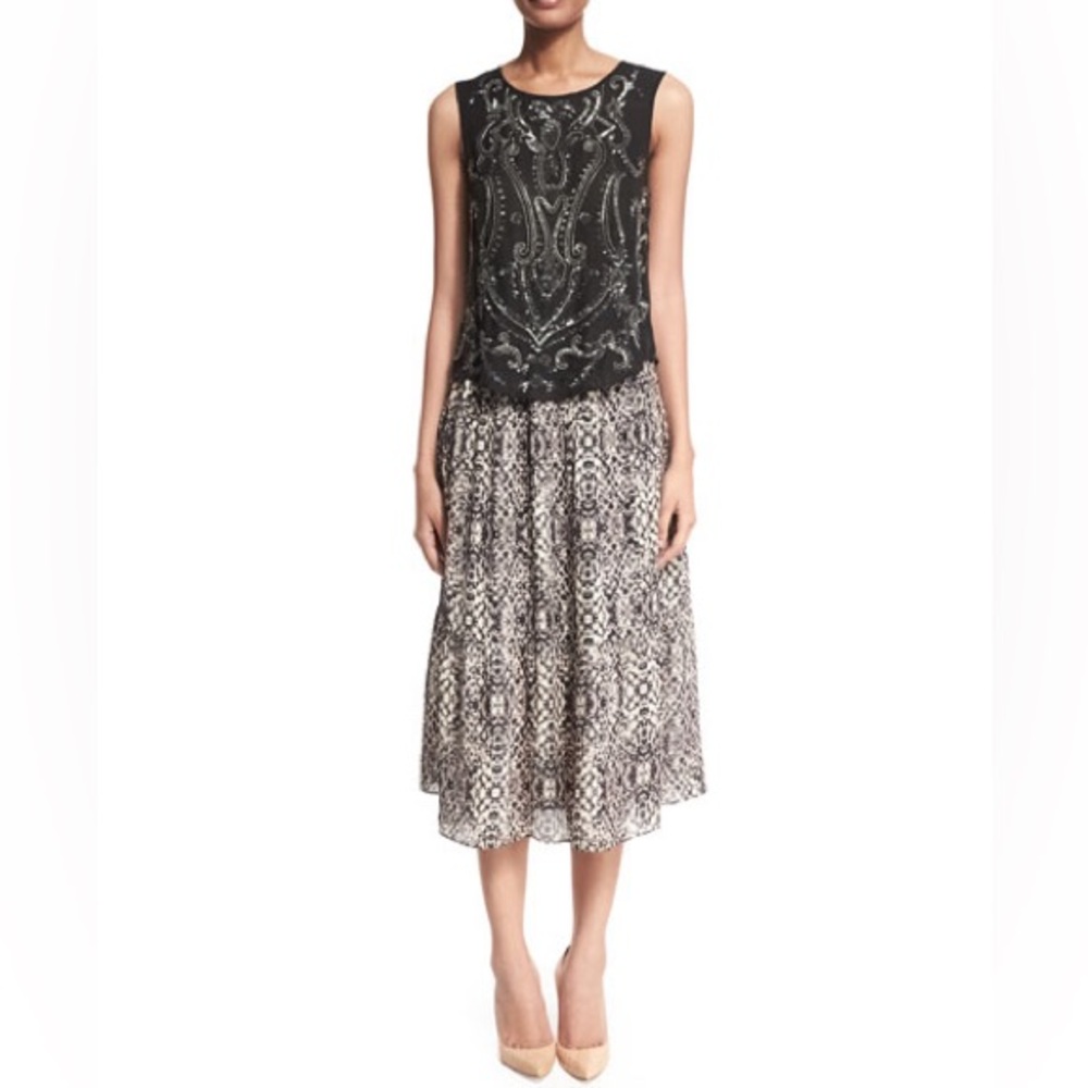 Haute Hippie Gray Silk Snakeskin Print A-Line Skirt Sz. L